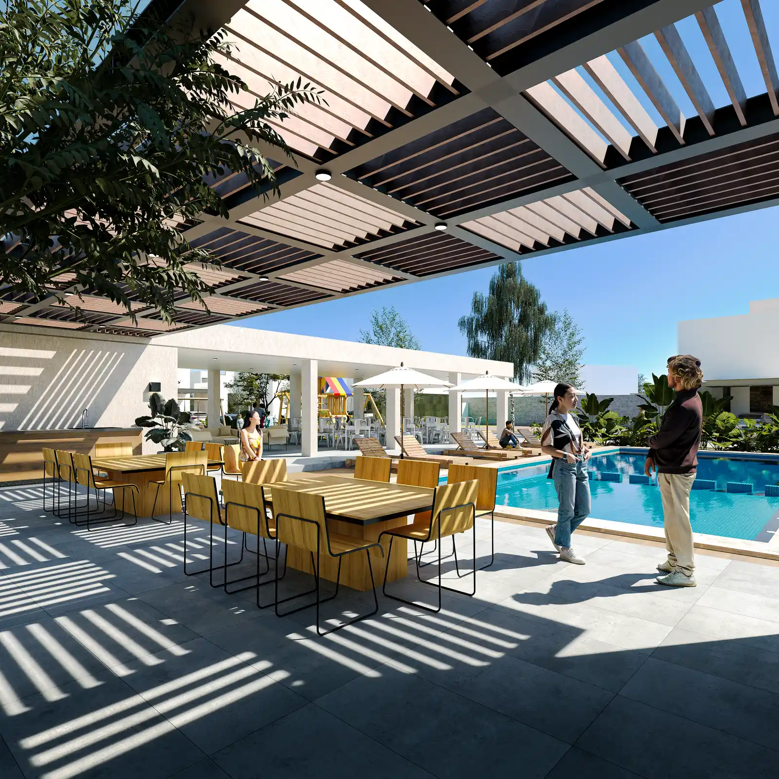 Terraza con pérgola