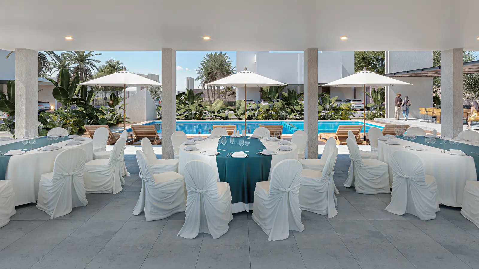 Terraza de eventos y alberca
